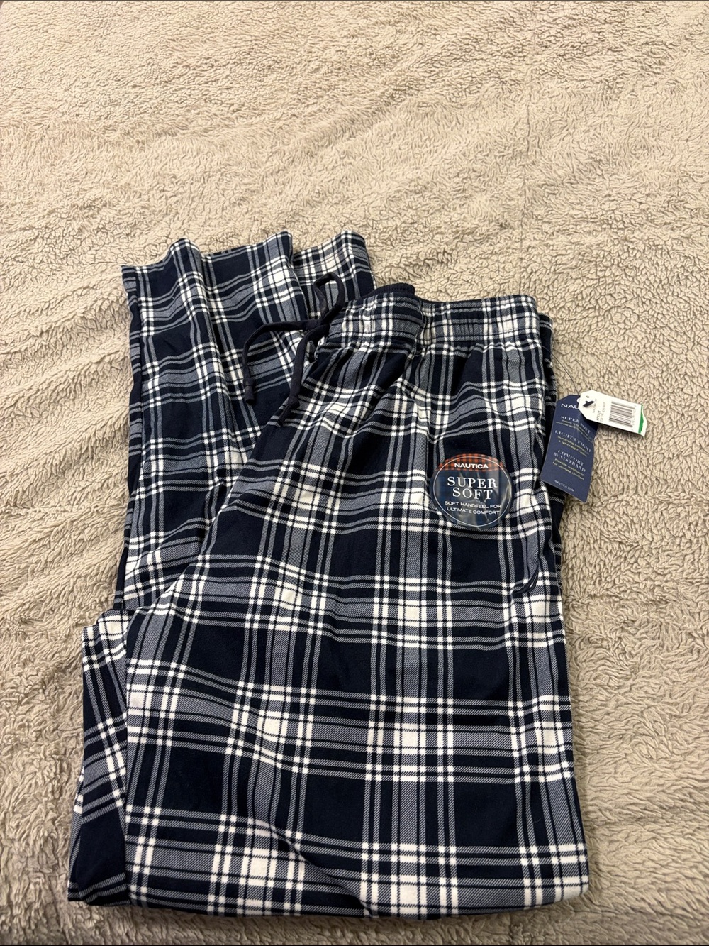Nautica Navy and White Plaid pajama Pants